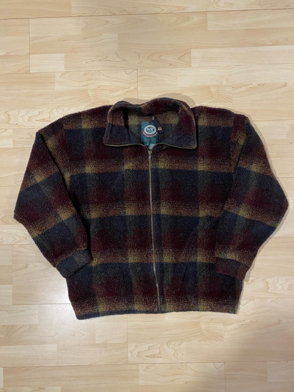 WR Vintage Plaid Sherpa Zip Jacket - Brown